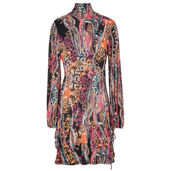 Free People NWT Mock Neck Paisley Mini Dress, Med - Picture 11 of 12